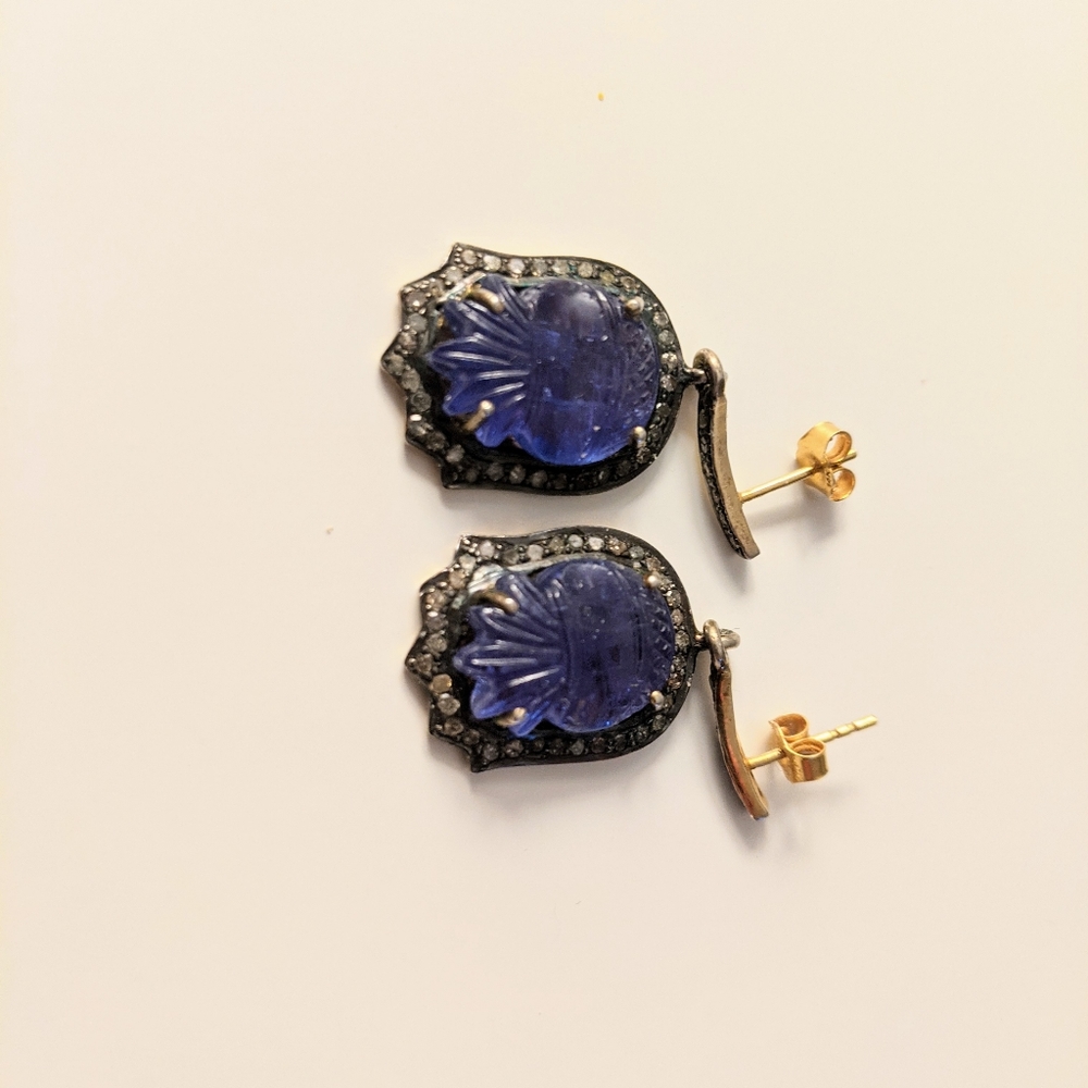 Diamond and tanzonite earrings